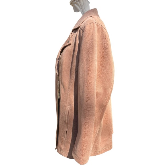 Chico’s Elongated Moto Scuba Suede Jacket Blush Pink Size 3 (XL 16/18) - Picture 11 of 13